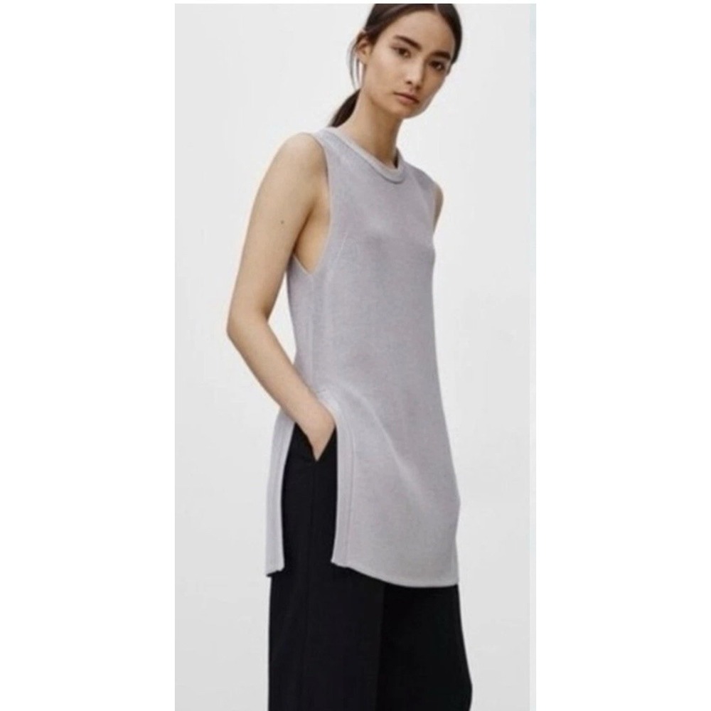 Aritzia Palmier Knit Tunic Women's Top In Light Grey Size XS